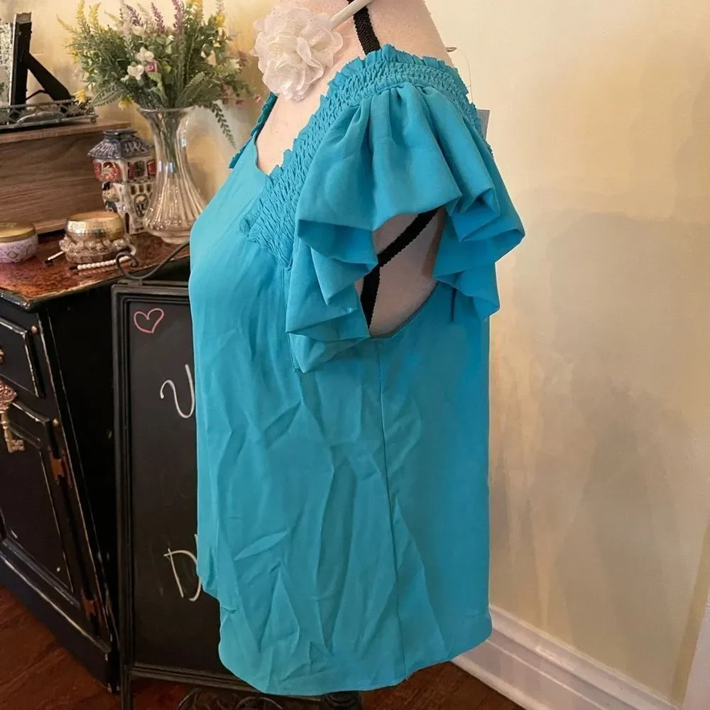Gorgeous Teal Green Sz M Flounce Top NWT - Picture 3 of 8